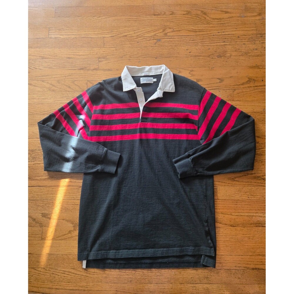 Vintage Richards Shirtmaker Mens Long Sleeve Striped Rugby Shirt Size Large